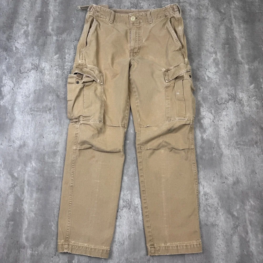 Banana Republic Cargo Pants Mens 30x30 Tan Hiking Camp Safari Distressed Granola